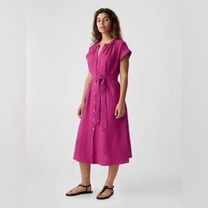 GAP | Dresses | Linen Blend Scalloped Midi Dress | Poshmark